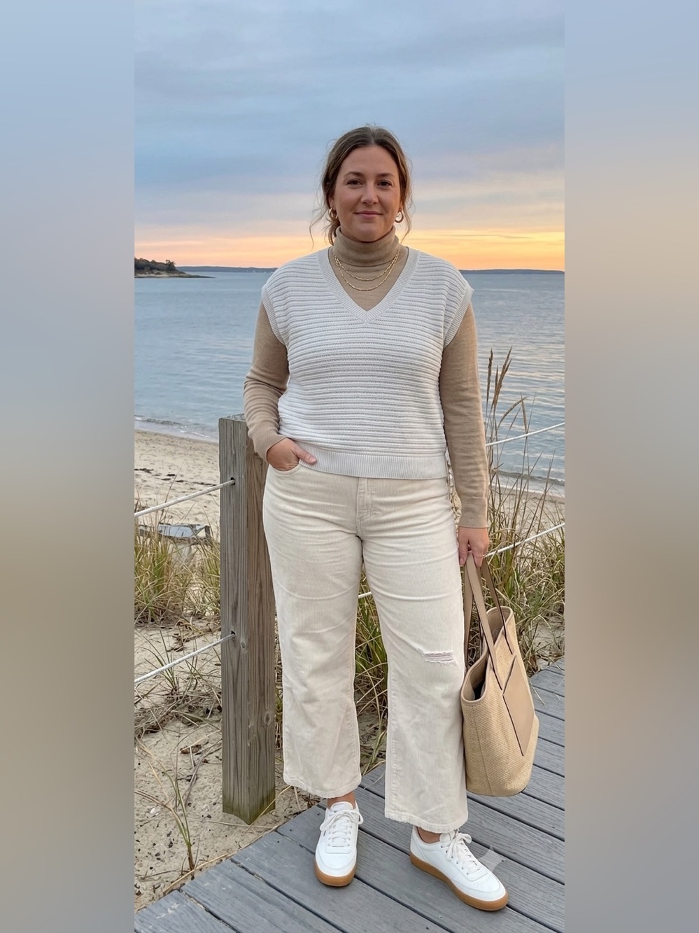 Style & Co. Cream V-Neck Knit Tank Sweater